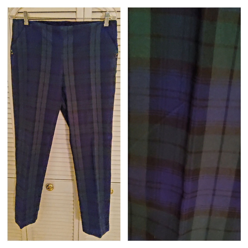Attyre Plaid Pull-on Straight Leg Crop Pants